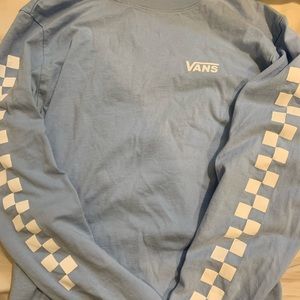 Vans baby blue checkered sleeve long sleeve